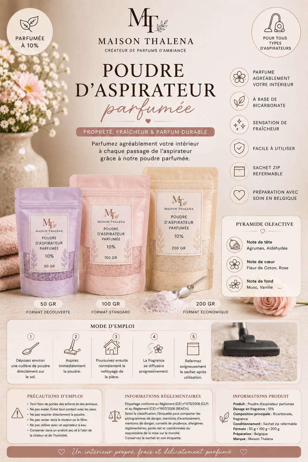 Poudre d’aspirateur parfumée – Vanille Gourmande