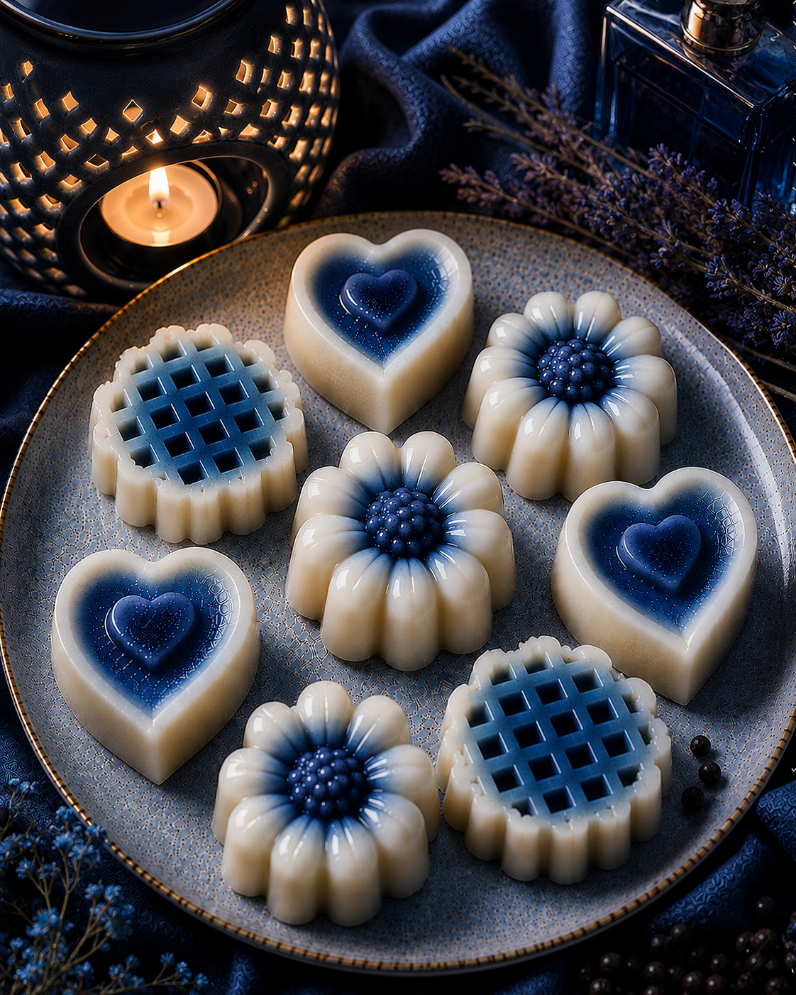 Fondant parfumé artisanal – Bleu Elégance