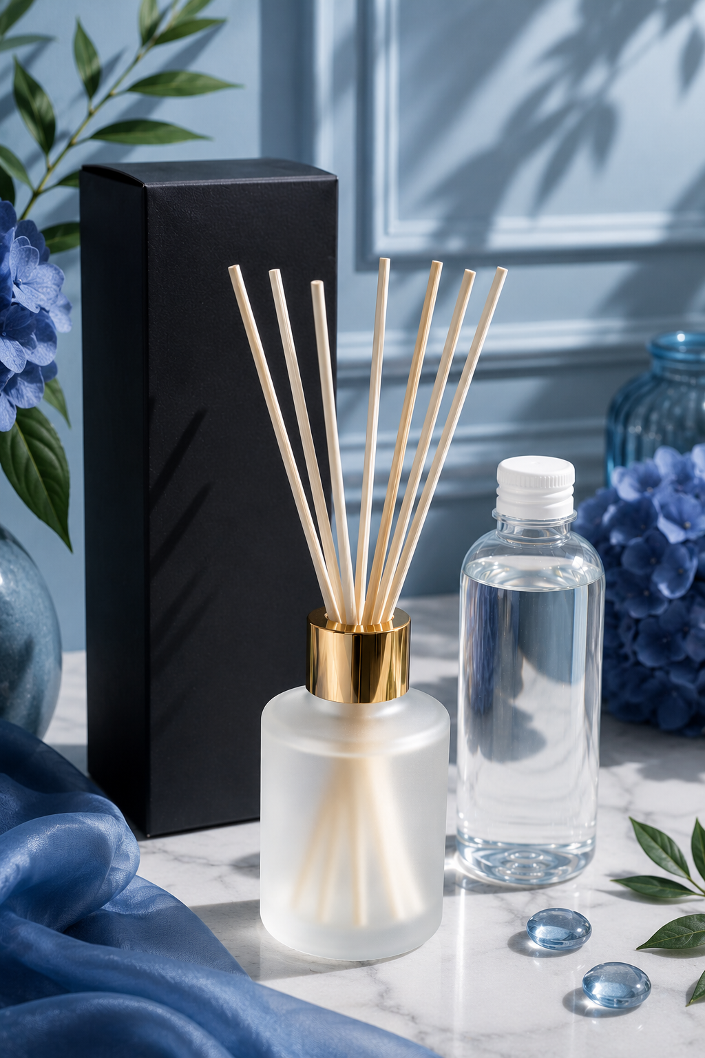 Diffuseur à bâtonnets Mikado - Bleu Elégance