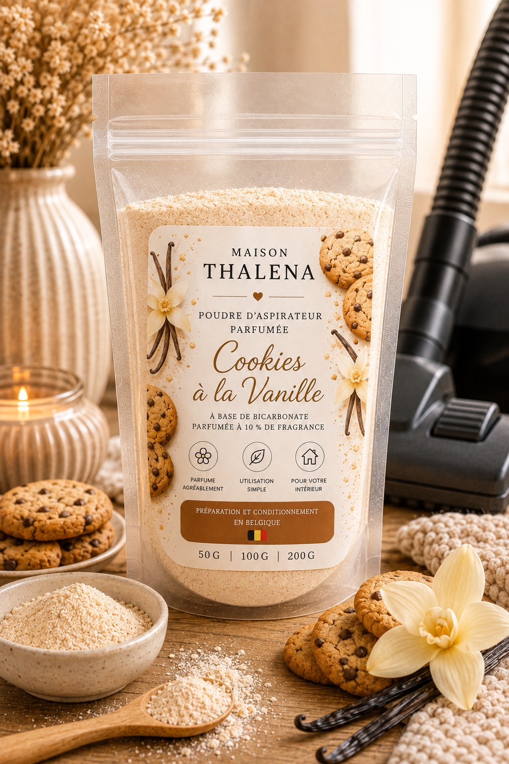 Poudre d’aspirateur parfumée – Cookies à la Vanille