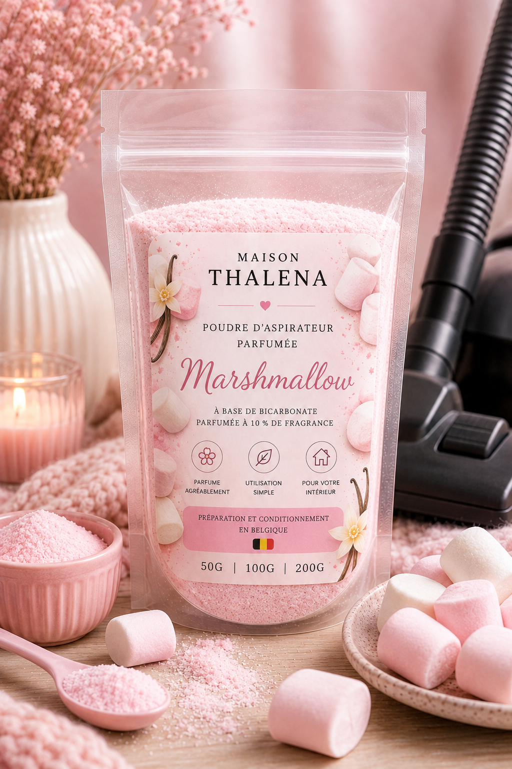Poudre d’aspirateur parfumée – Marchmallow