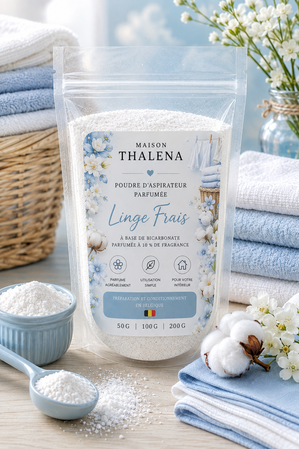 Poudre d’aspirateur parfumée – Linge Frais