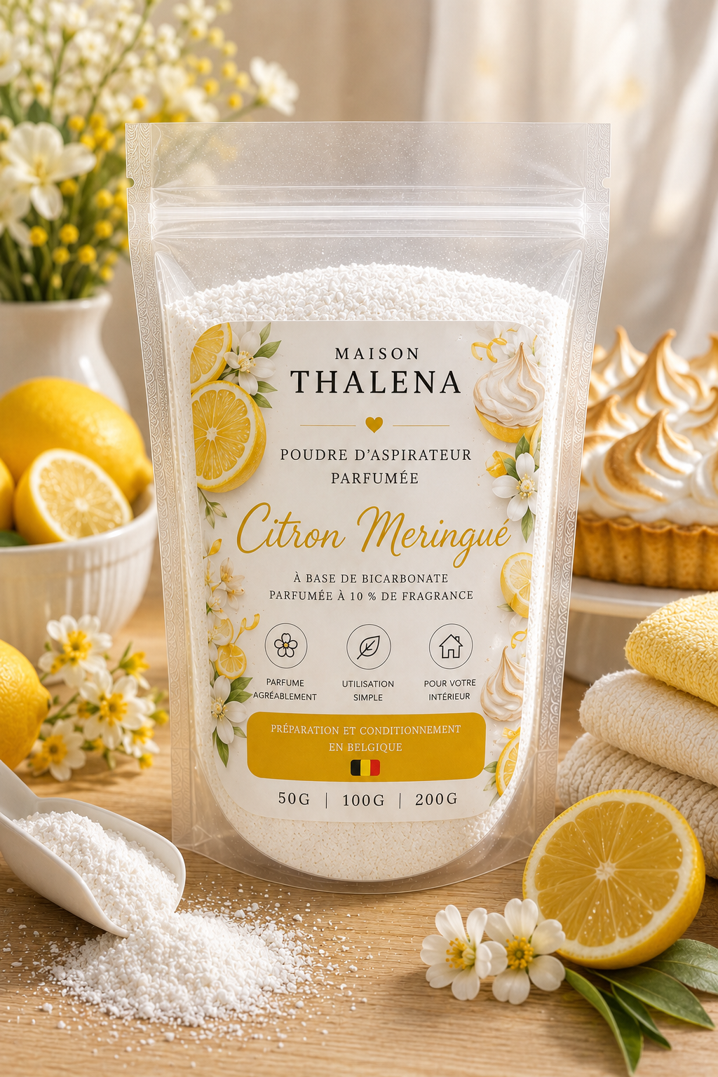 Poudre d’aspirateur parfumée – Citron Meringué