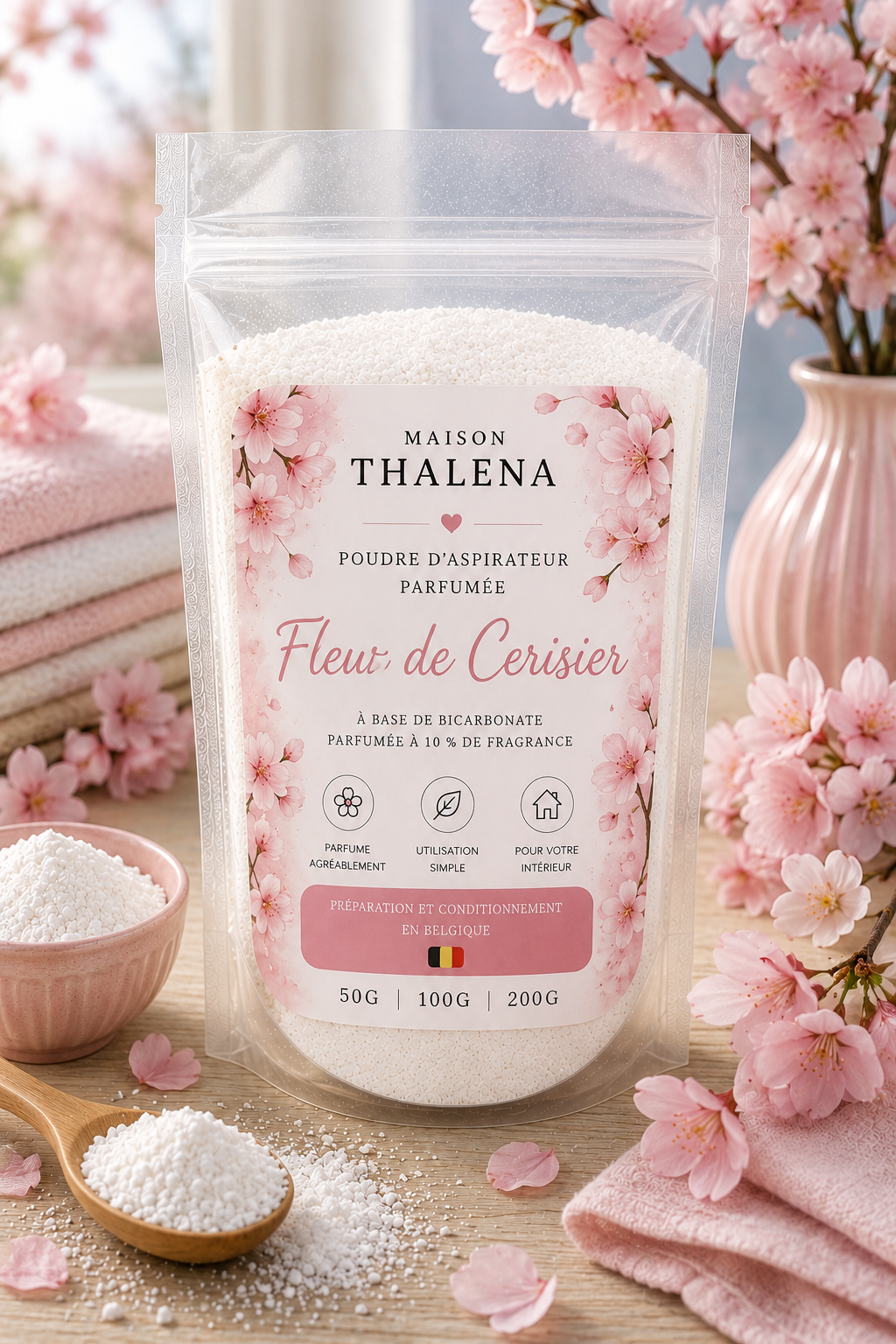 Poudre d’aspirateur parfumée – Fleur de Cerisier